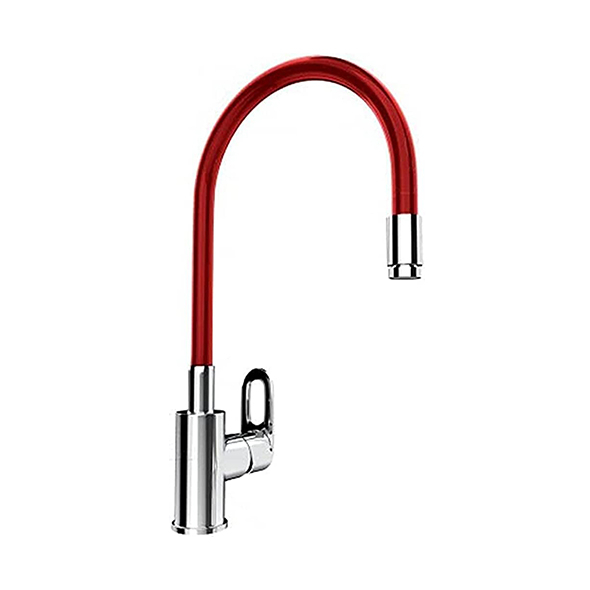 خلاط مطبخ شجرة ميلو اللون كروم × أحمر MIL-00900 يد واحدة قنطرة عالية متحركة بجميع الاتجاهات من جواد