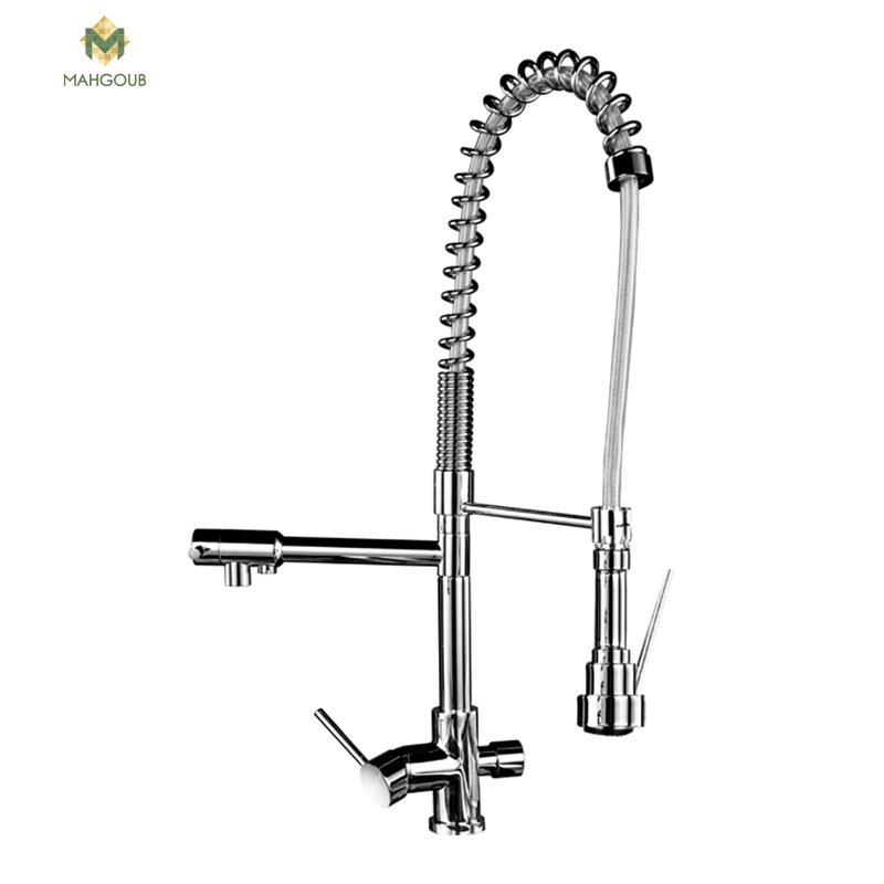 خلاط مطبخ شداد أزاليا AZ-0048 يد واحدة بخرطوم سوستة وسماعة 2 نظام ومزود بمخرج للفلتر اللون كروم من جواد