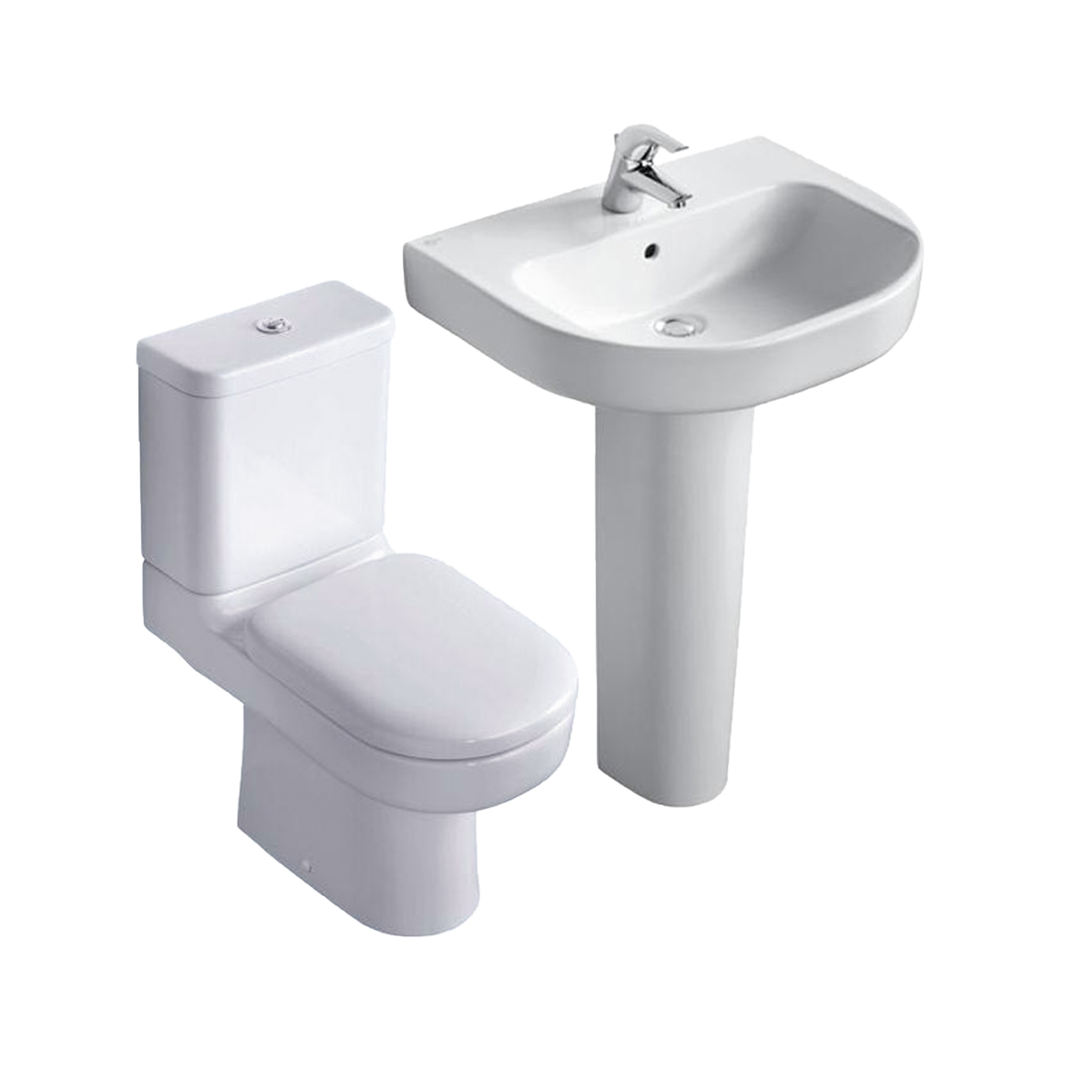 طقم حمام بلايا مرحاض ذاتى الغلق G4921-G4922 و حوض J5011 مقاس 55 سم بالعامود الطويل من أيديال ستاندرد