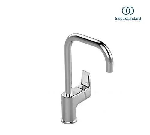 خلاط حوض طويل - عالى تيسى A 6563AA بمقبض واحد بالطابق والفايظ قلب سيراميك اللون كروم من أيديال ستاندرد