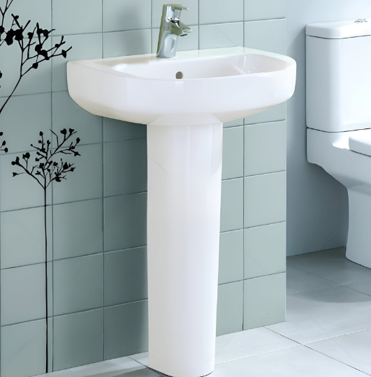 حوض بلايا J5013 مقاس 65 × 48 سم بالعامود الطويل من أيديال ستاندرد