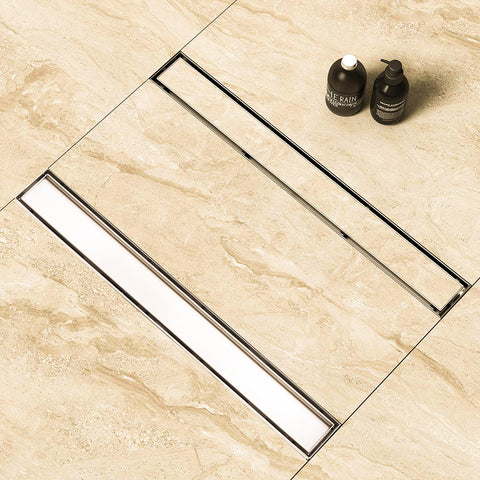 مجرى شاور -بيبه DL-105 شانيل 105سم المجرى ستانليس ستيل1ملى بغطاء مفرغ للاستخدام مع نفس موديل البلاط المستخدم بمجموعة كوع الصرف من بيورا