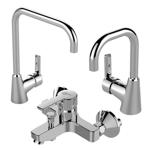 طقم خلاطات أيديال ستريم ( خلاط حوض و خلاط بانيو و خلاط مطبخ ) اللون كروم من أيديال ستاندرد