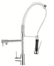 خلاط مطبخ جورى JR-0018 يد واحدة بخرطوم سوستة وسماعة 1 نظام اللون كروم × أسود من جواد