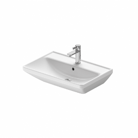 حوض دى نيو 236665 مقاس 65 سم بالعامود نصف ركبة بالفايظ و بفتحة للخلاط اللون أبيض من ديورافيت