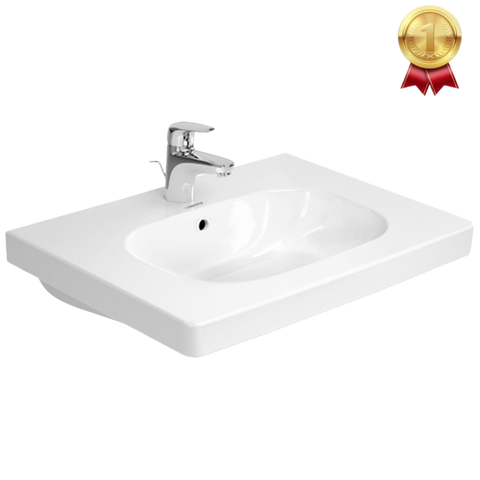 حوض دى كود لوحدة موبيليا 034265 مقاس 65 سم بفتحة للخلاط و الفايظ اللون أبيض من ديورافيت