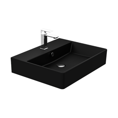 حوض كيبلر يثبت فوق سطح أفقى 041960 بالفايظ بفتحة للخلاط مقاس 60 × 47 سم اللون أسود من ساني بيور