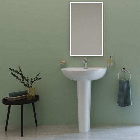 حوض روزيتا 034560 بالفايظ بفتحة للخلاط و العامود مقاس 60 × 48 سم من ساني بيور