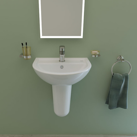 حوض روزيتا 034555 بالفايظ بفتحة للخلاط نصف ركبة مقاس 55 × 48 سم من ساني بيور