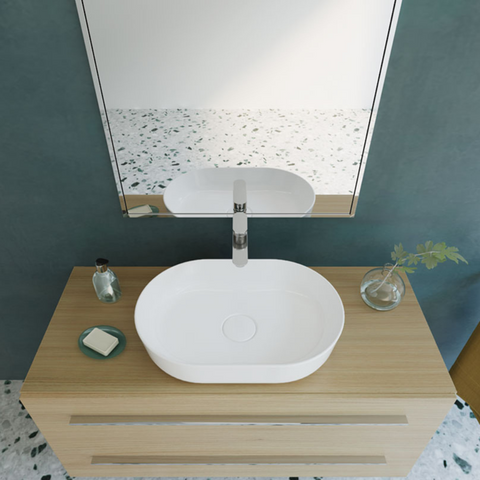 حوض تايتن فوق الرخامة / فوق سطح أفقى 050660 بدون فايظ وبدون فتحة للخلاط مقاس 60 × 40 سم من ساني بيور