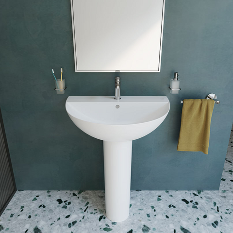 حوض تايتن 037480 بالفايظ بفتحة للخلاط بالعامود المقاس 80 × 50 سم من ساني بيور