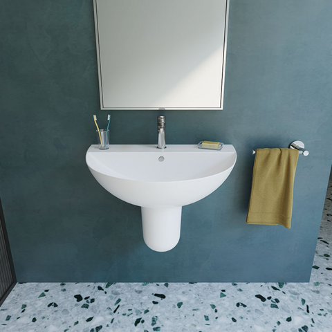 حوض تايتن 037480 بالفايظ بفتحة للخلاط نصف ركبة المقاس 80 × 50 سم من ساني بيور