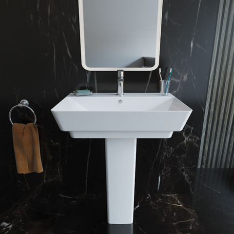 حوض كيبلر 041970 بالفايظ بفتحة للخلاط مقاس 70 × 49 سم بالعامود من ساني بيور