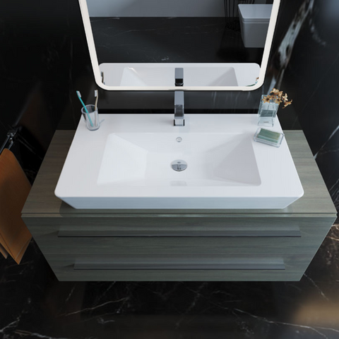 حوض لوحدة موبيليا كيبلر 041990 بالفايظ بفتحة للخلاط مقاس 47 × 90 سم من ساني بيور