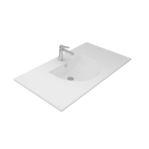 حوض لوحدة موبيليا تايتن 262185 بالفايظ بفتحة للخلاط مقاس 85 × 55 سم من ساني بيور