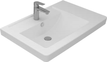 حوض لوحدة موبيليا إيكاروس 045675 إتجاه شمال بالفايظ بفتحة للخلاط مقاس 75 × 49 سم من ساني بيور